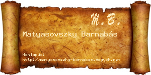 Matyasovszky Barnabás névjegykártya
